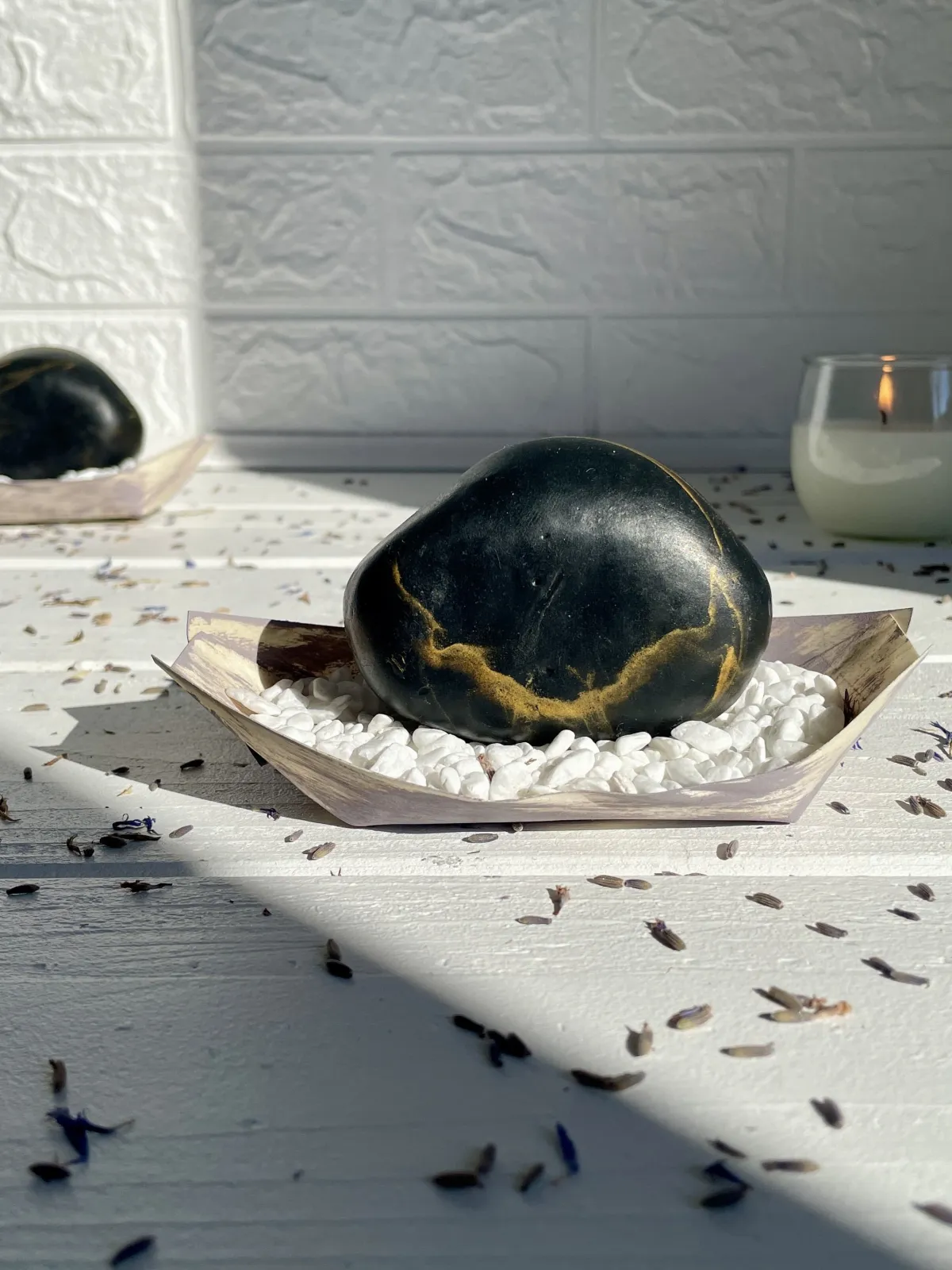 Charcoal stone soap
