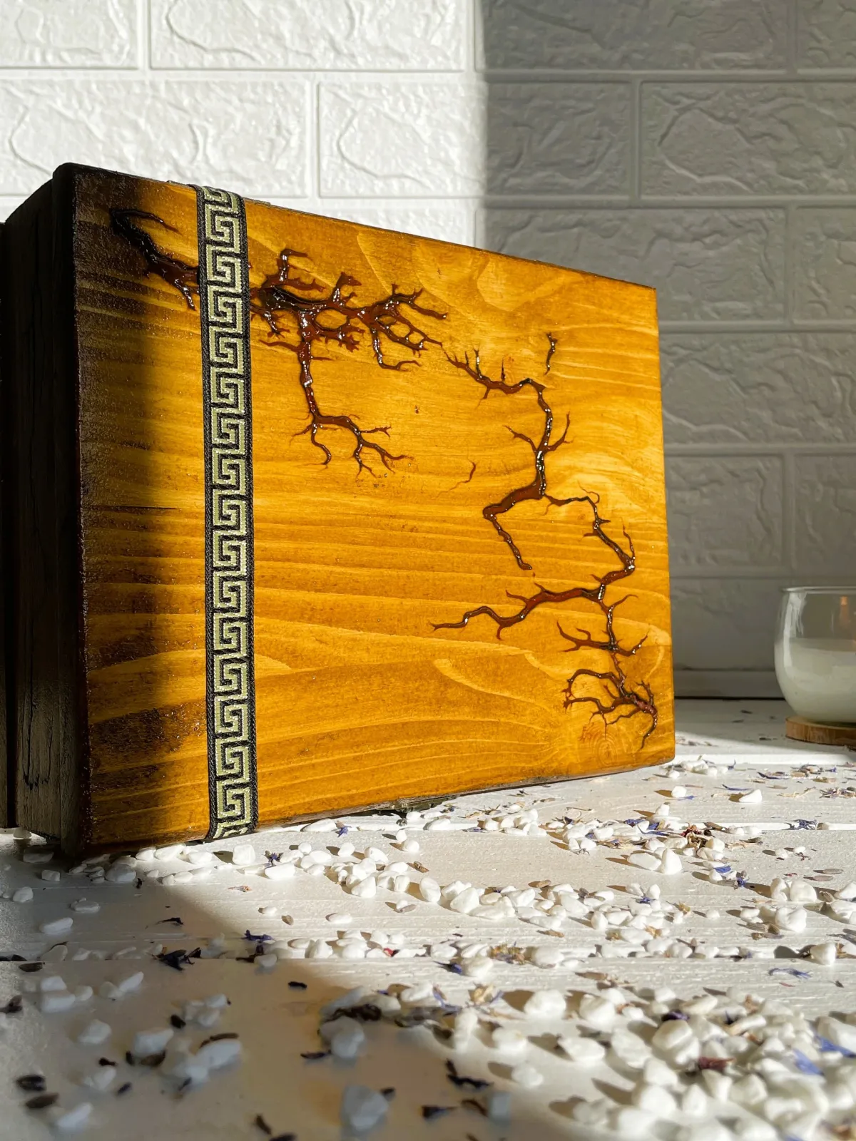 Lichtenberg wooden jewelry box with walnut finish