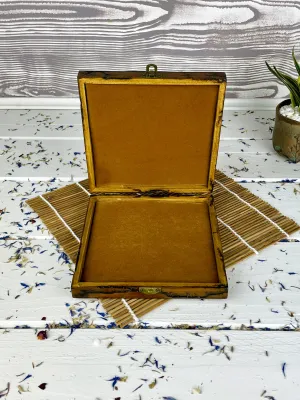 Square Lichtenberg wooden jewelry box with hazelnut finish