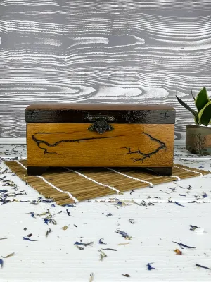 Lichtenberg wooden jewelry chest with hazelnut and wenge finish