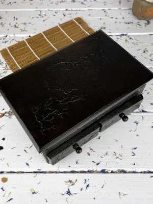 2-drawer Lichtenberg wooden jewelry box with dark wenge and hazelnut finish