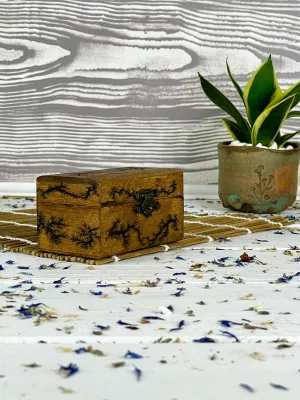 Rectangular Lichtenberg wooden box with hazelnut finish