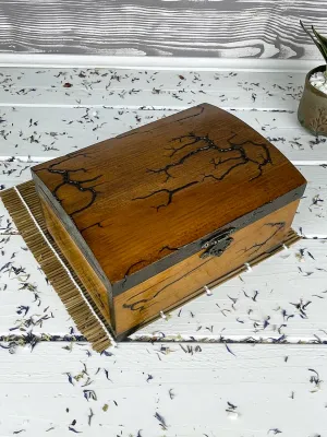 Lichtenberg wooden jewelry chest with hazelnut and wenge finish