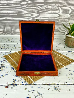 Square Lichtenberg wooden jewelry box with rose finish