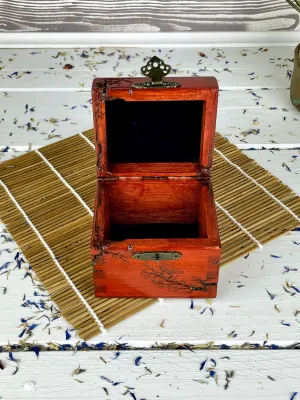 Cube Lichtenberg wooden jewelry box with mahogany finish