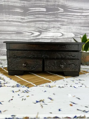 2-drawer Lichtenberg wooden jewelry box with dark wenge and hazelnut finish