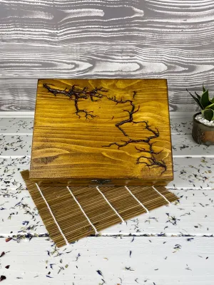 Lichtenberg wooden jewelry box with walnut finish