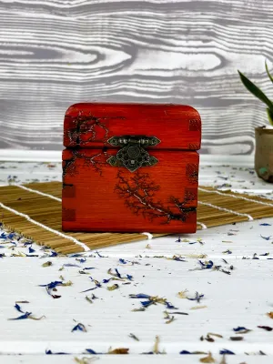 Cube Lichtenberg wooden jewelry box with mahogany finish