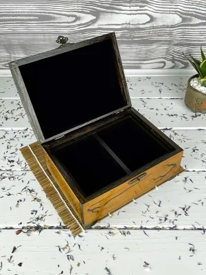 Lichtenberg wooden jewelry chest with hazelnut and wenge finish