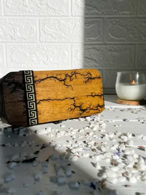Rectangular Lichtenberg wooden jewelry box with rounded corners