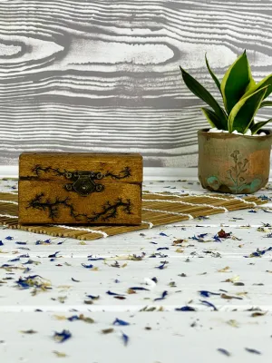 Rectangular Lichtenberg wooden box with hazelnut finish