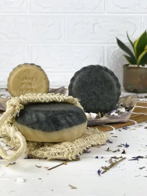 Charcoal & white clay round soap