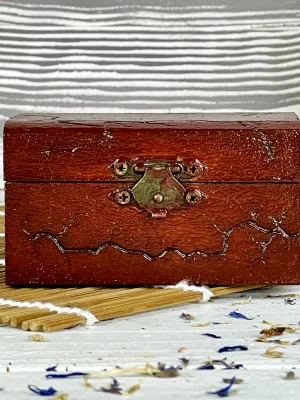 Rectangular Lichtenberg wooden box with mahogany finish