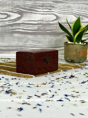 Rectangular Lichtenberg wooden box with mahogany finish
