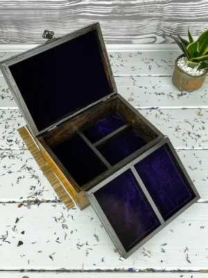 Lichtenberg wooden jewelry chest with hazelnut and wenge finish