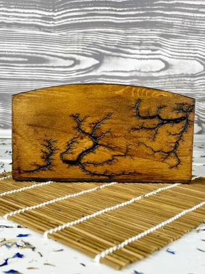 Compartmented Lichtenberg wooden desk organizer with hazelnut finish