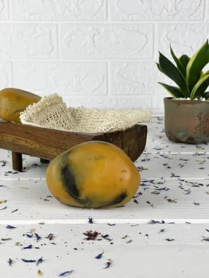 Coconut, sea buckthorn & charcoal stone soap