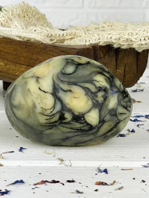 White clay & charcoal eroded stone soap