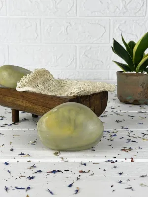 White & green clay stone soap