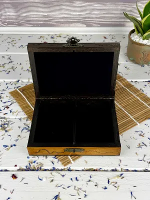 Rectangular wooden jewelry box with hazelnut finish