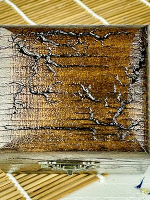 Cube Lichtenberg wooden jewelry box with wenge finish