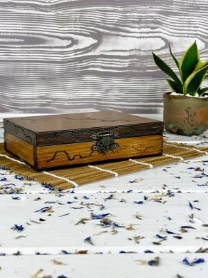 Rectangular wooden jewelry box with hazelnut finish