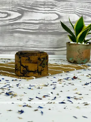 Hexagonal Lichtenberg wooden box for rings and earrings