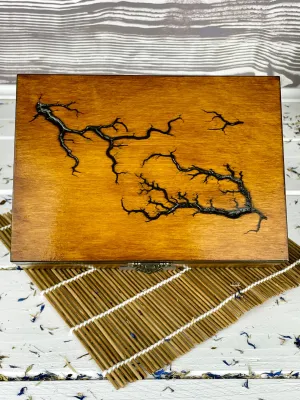 Lichtenberg wooden memory box with hazelnut and wenge finish