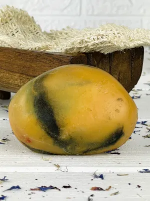 Coconut, sea buckthorn & charcoal stone soap