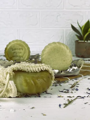 White clay & salt round soap
