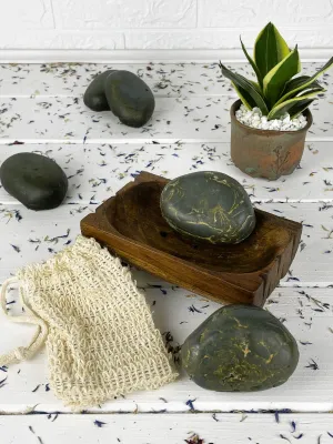 Blue clay eroded stone soap