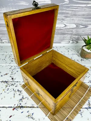 Cube Lichtenberg wooden memory box with walnut finish