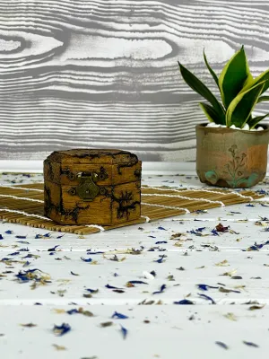 Hexagonal Lichtenberg wooden box for rings and earrings