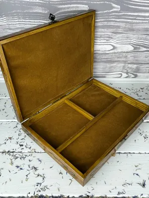 Lichtenberg wooden jewelry box with oak finish