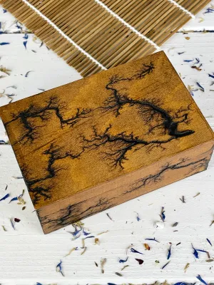 Rectangular Lichtenberg wooden jewelry box with hazelnut finish