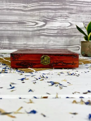 Square Lichtenberg wooden jewelry box with rose finish