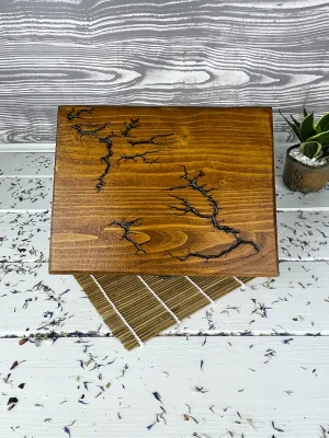 Lichtenberg wooden jewelry box with hazelnut finish