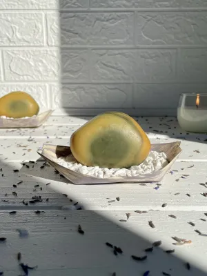 White clay, salt & charcoal eroded stone soap