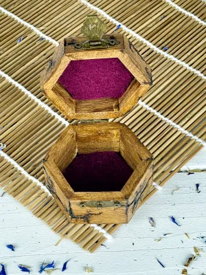 Hexagonal Lichtenberg wooden box for rings and earrings