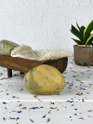 White clay, salt & charcoal eroded stone soap
