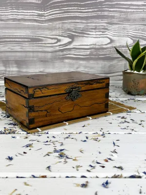 Rectangular medium wooden jewelry box with hazelnut finish
