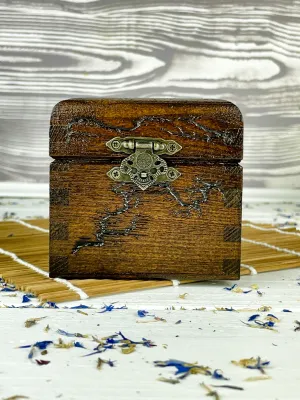 Cube Lichtenberg wooden jewelry box with wenge finish