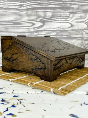 Trapezoidal Lichtenberg wooden desk organizer with wenge finish