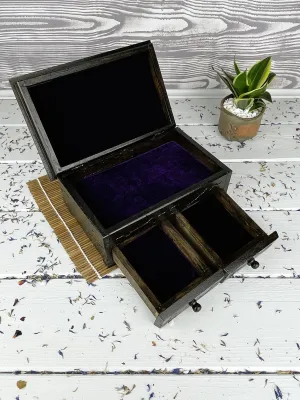 2-drawer Lichtenberg wooden jewelry box with dark wenge and hazelnut finish