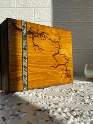 Cube Lichtenberg wooden jewelry box with wenge finish