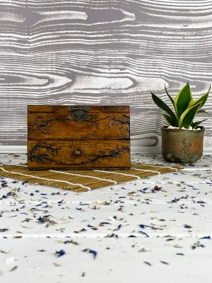 Deep Lichtenberg wooden box for rings and earrings with red oak finish