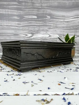 Lichtenberg wooden jewelry box with dark wenge and hazelnut finish