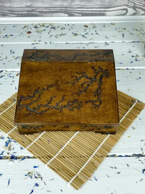 Trapezoidal Lichtenberg wooden desk organizer with wenge finish