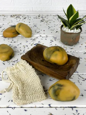 Coconut, sea buckthorn & charcoal stone soap