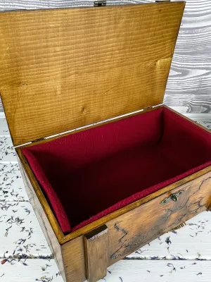 Large Lichtenberg wooden memory box with red oak finish